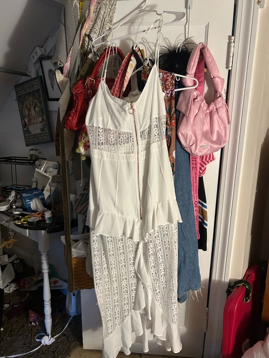 For Love And Lemons Dresses & Skirts - For Love And Lemons White Lace Ruffle Maxi Slip Dress